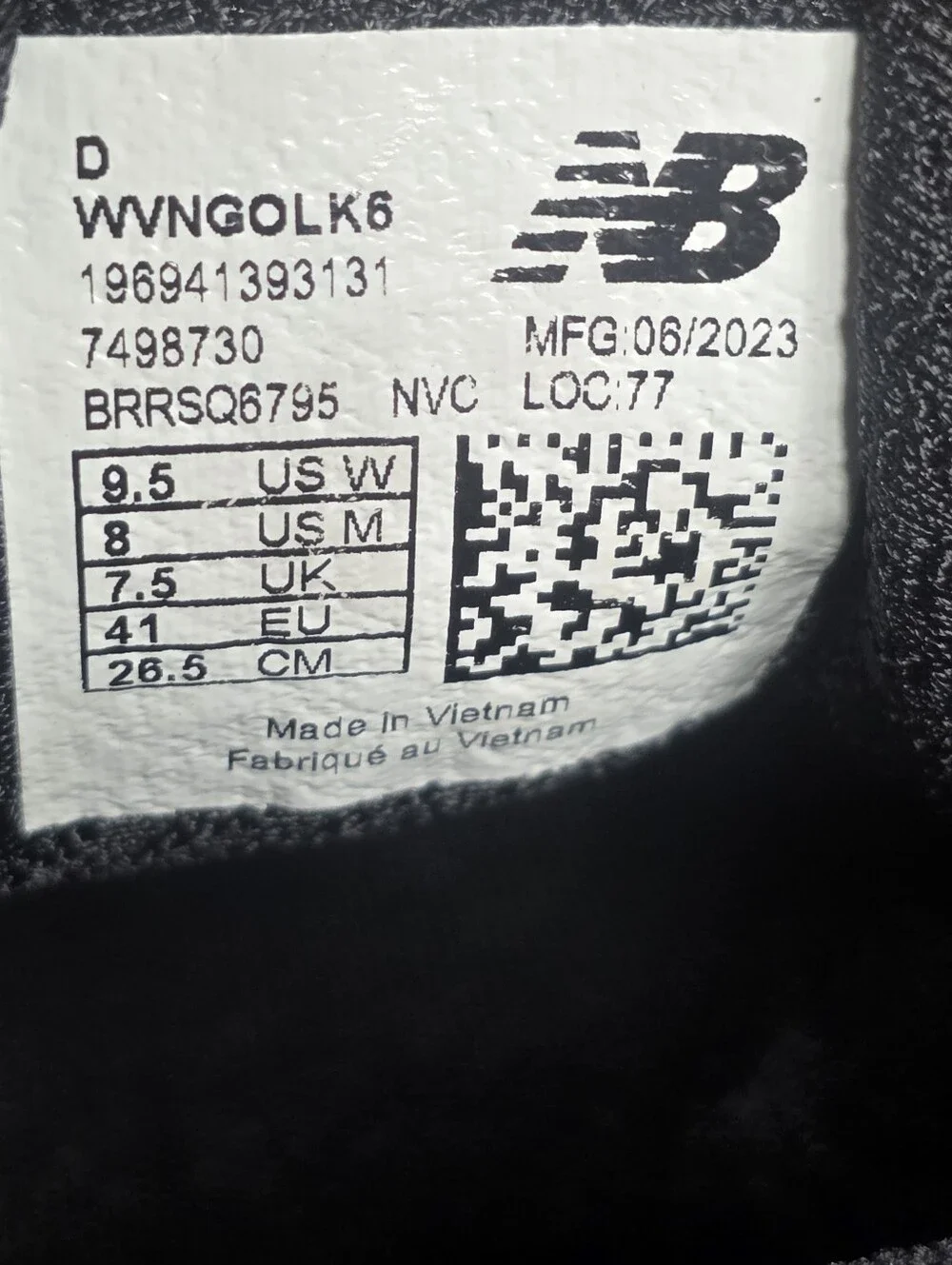 New Balance Fresh Foam X Vongo v6 Womens Athletic Shoes Size 9.5 Black White